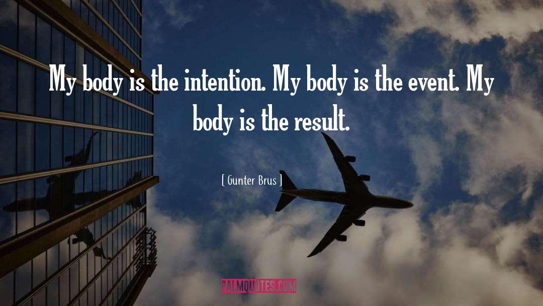 Gunter Brus Quotes: My body is the intention.