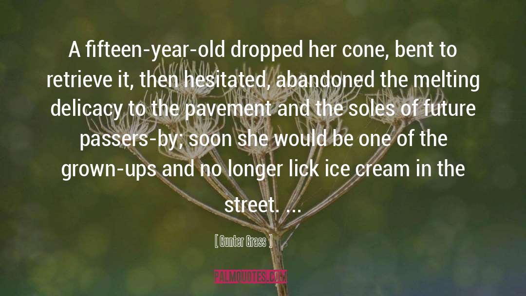 Gunter Grass Quotes: A fifteen-year-old dropped her cone,