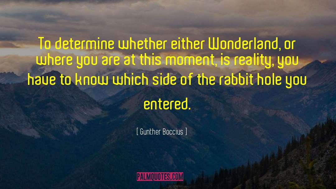 Gunther Boccius Quotes: To determine whether either Wonderland,