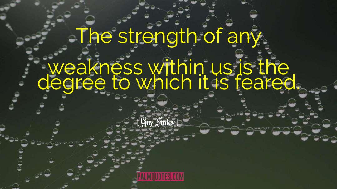 Guy Finley Quotes: The strength of any weakness