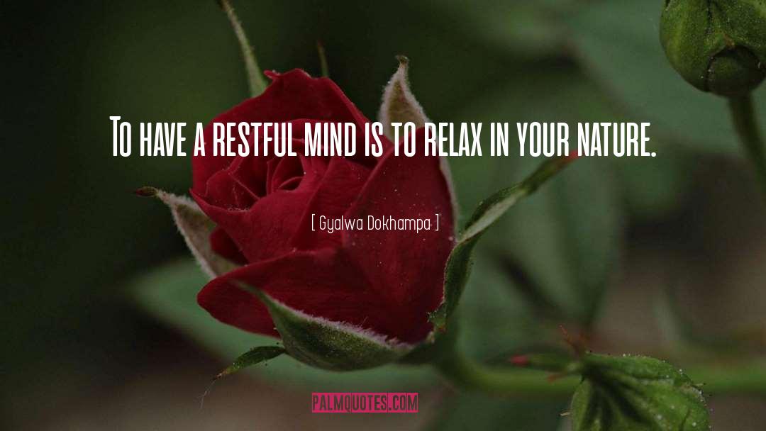 Gyalwa Dokhampa Quotes: To have a restful mind
