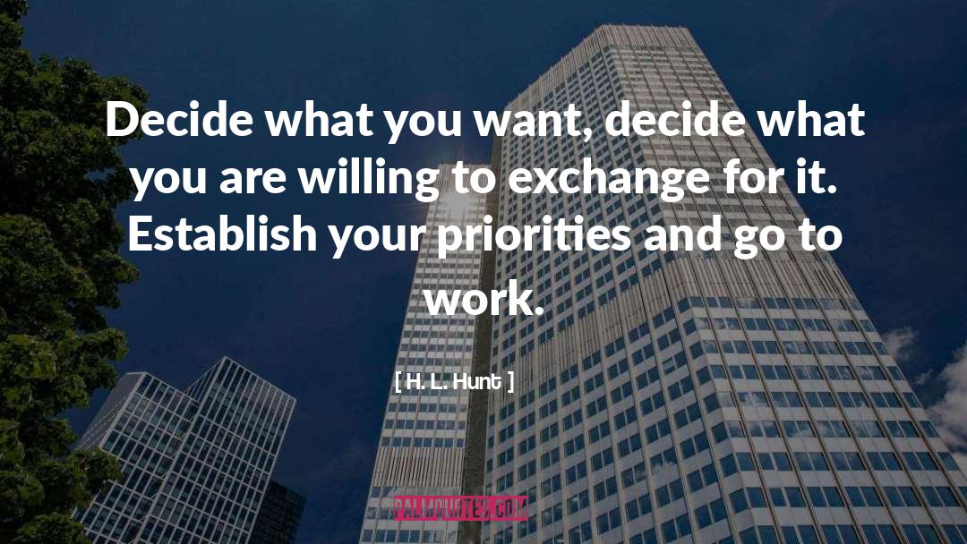 H. L. Hunt Quotes: Decide what you want, decide