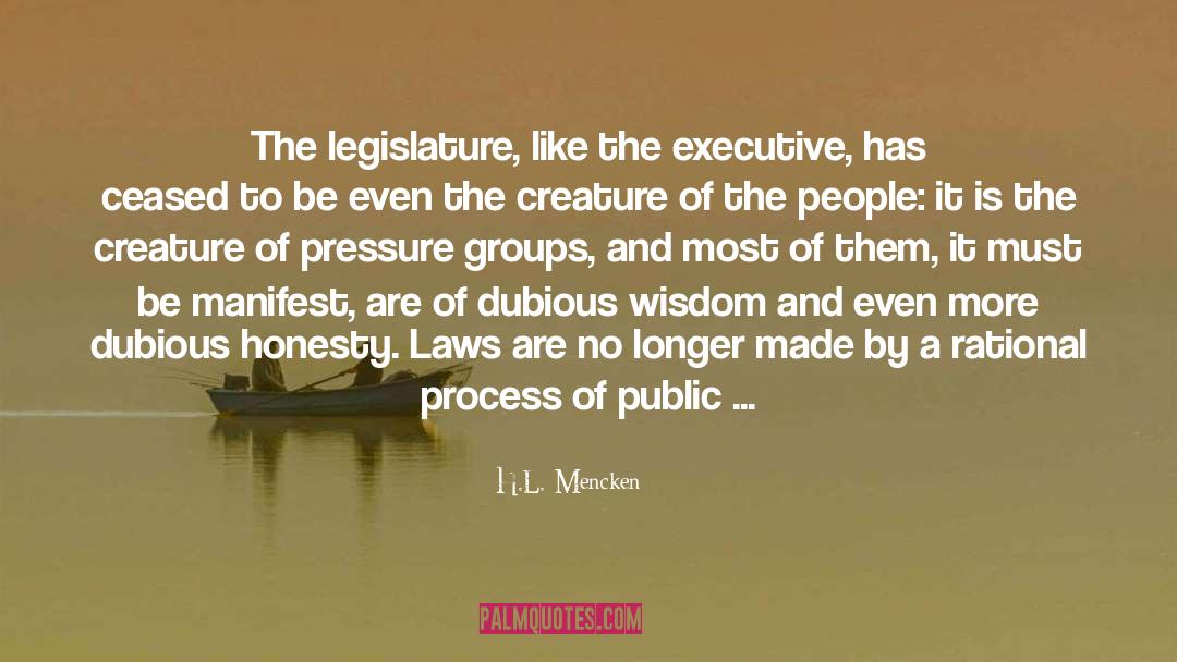 H.L. Mencken Quotes: The legislature, like the executive,