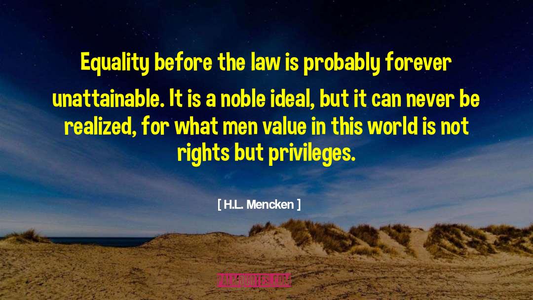 H.L. Mencken Quotes: Equality before the law is