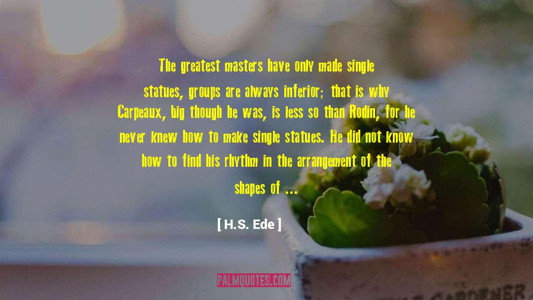 H.S. Ede Quotes: The greatest masters have only