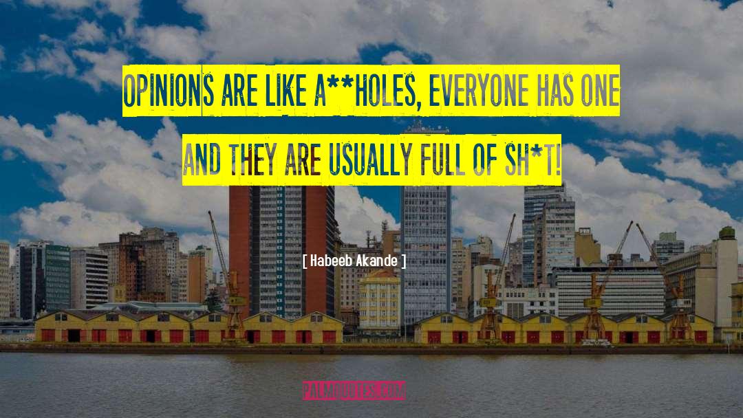 Habeeb Akande Quotes: Opinions are like a**holes, everyone