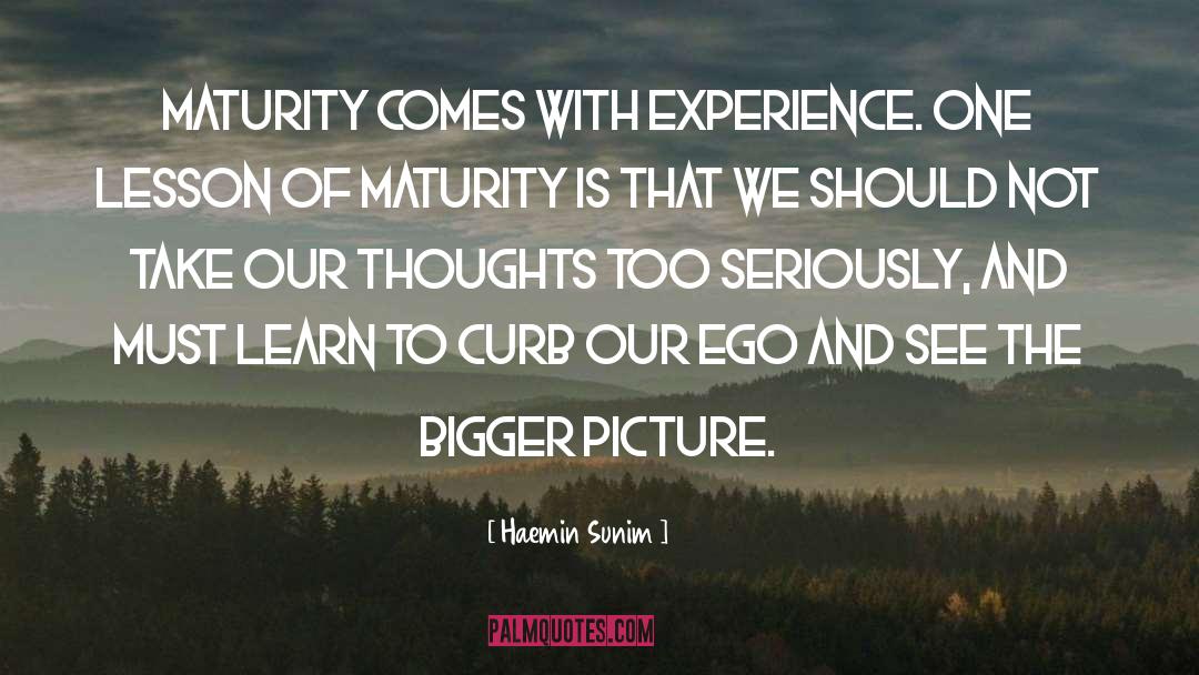 Haemin Sunim Quotes: Maturity comes with experience. One