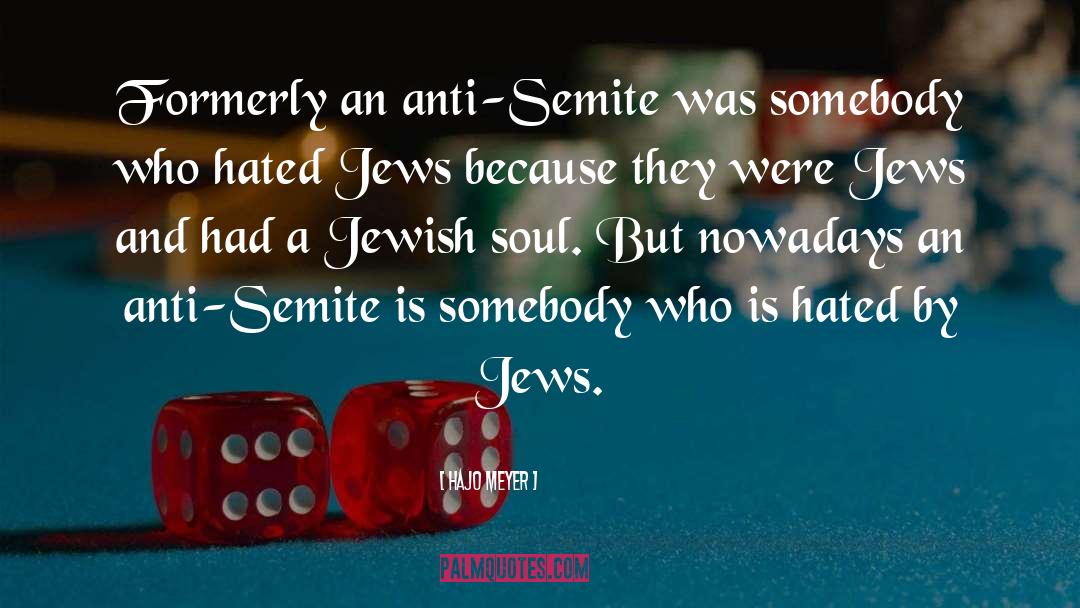 Hajo Meyer Quotes: Formerly an anti-Semite was somebody