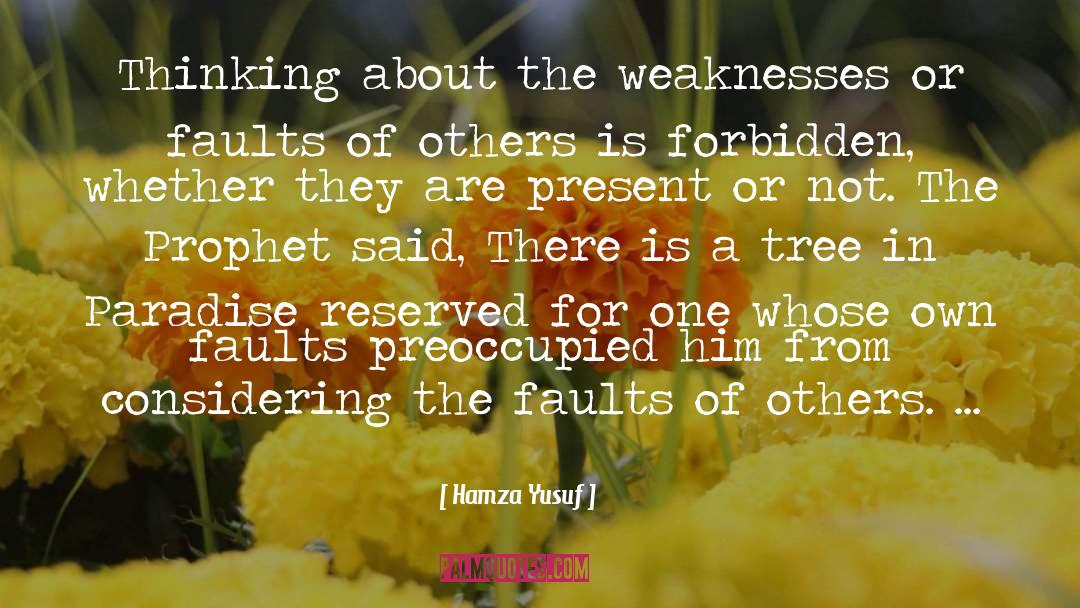 Hamza Yusuf Quotes: Thinking about the weaknesses or