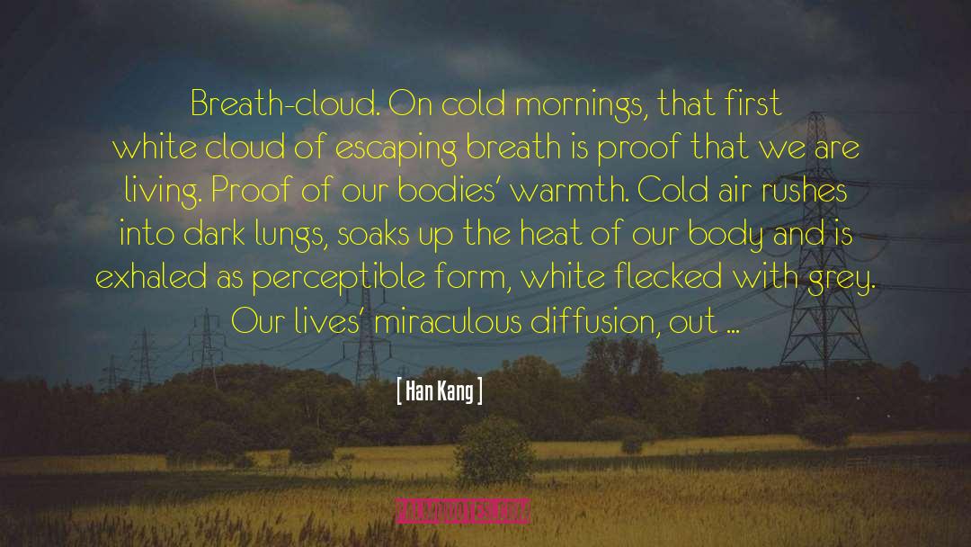 Han Kang Quotes: Breath-cloud. <br />On cold mornings,