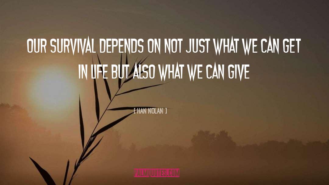 Han Nolan Quotes: Our survival depends on not