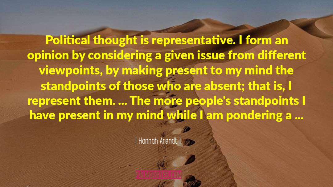 Hannah Arendt Quotes: Political thought is representative. I