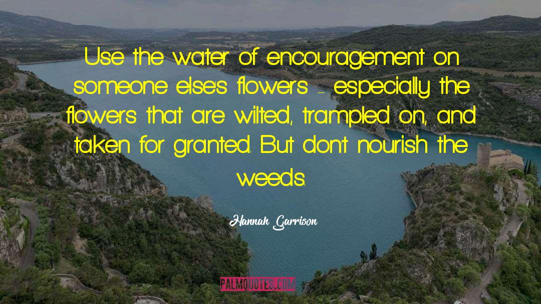 Hannah Garrison Quotes: Use the water of encouragement