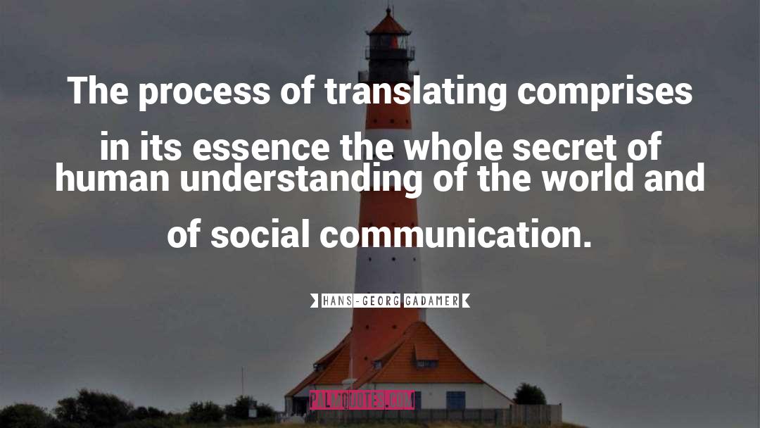 Hans-Georg Gadamer Quotes: The process of translating comprises