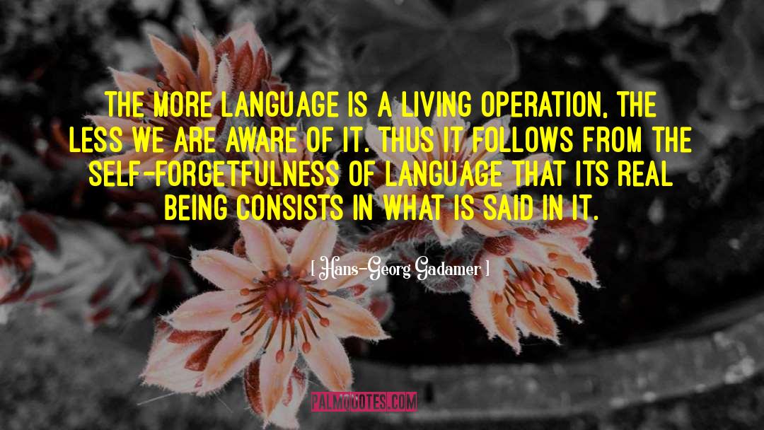 Hans-Georg Gadamer Quotes: The more language is a
