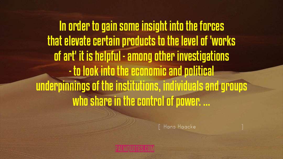 Hans Haacke Quotes: In order to gain some