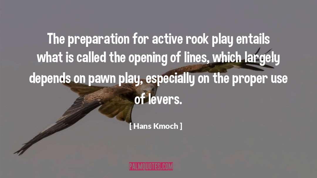 Hans Kmoch Quotes: The preparation for active rook