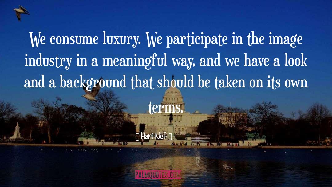 Hari Nef Quotes: We consume luxury. We participate