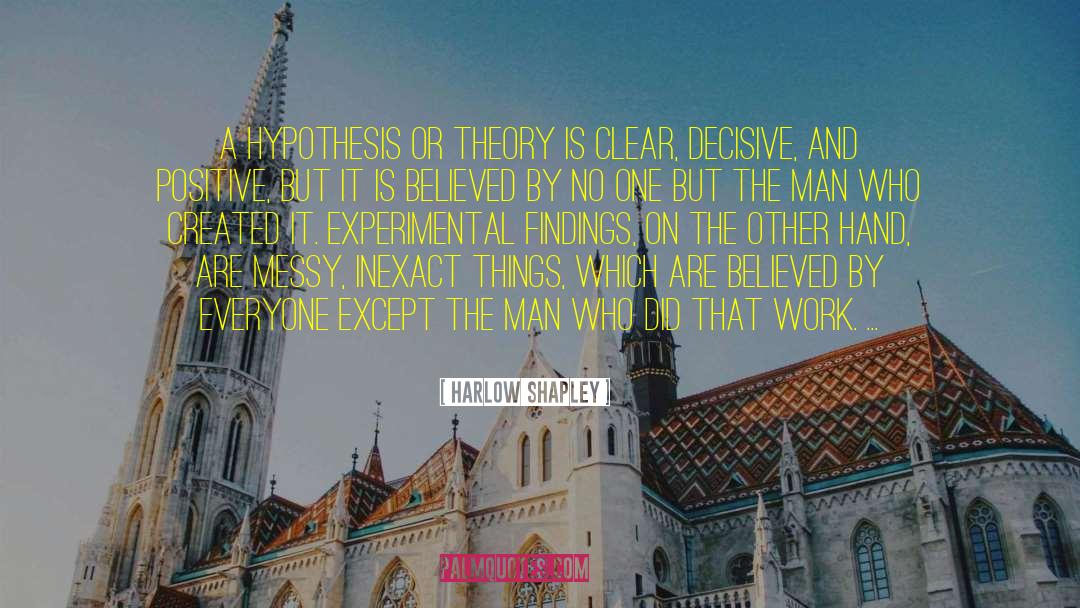 Harlow Shapley Quotes: A hypothesis or theory is