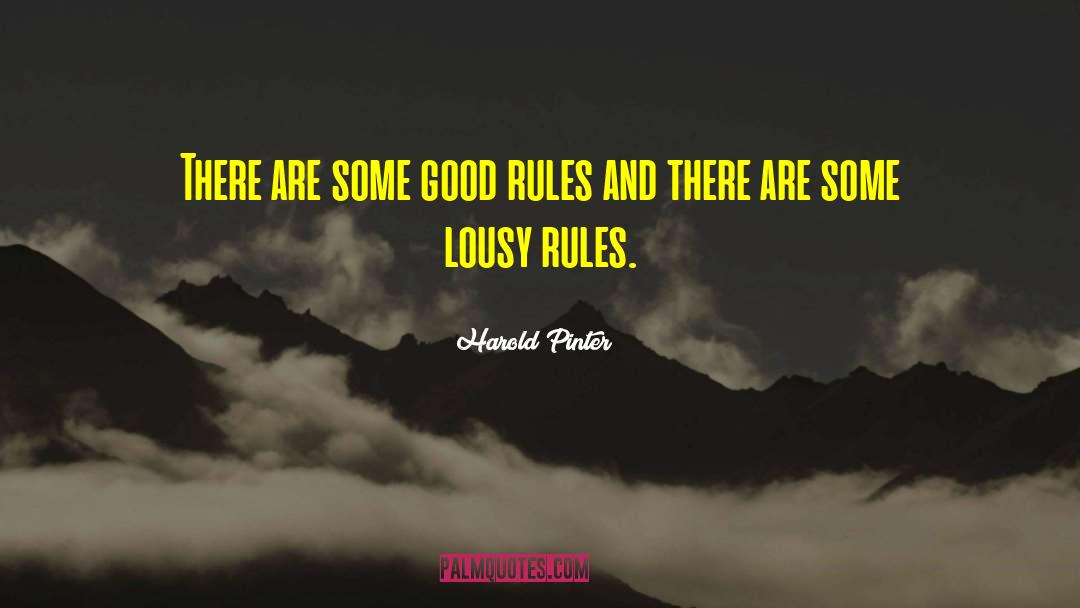 Harold Pinter Quotes: There are some good rules
