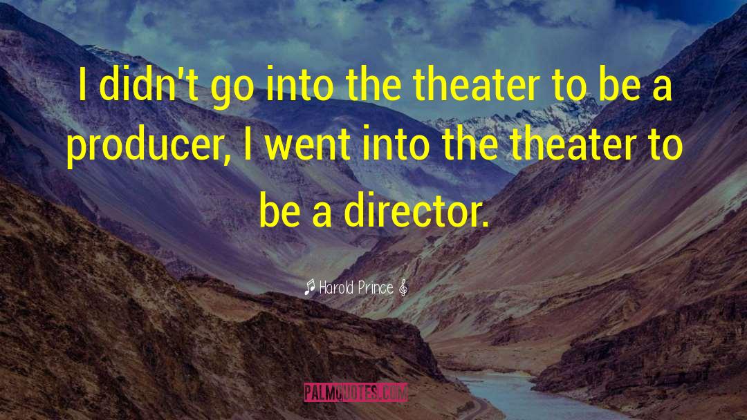 Harold Prince Quotes: I didn't go into the