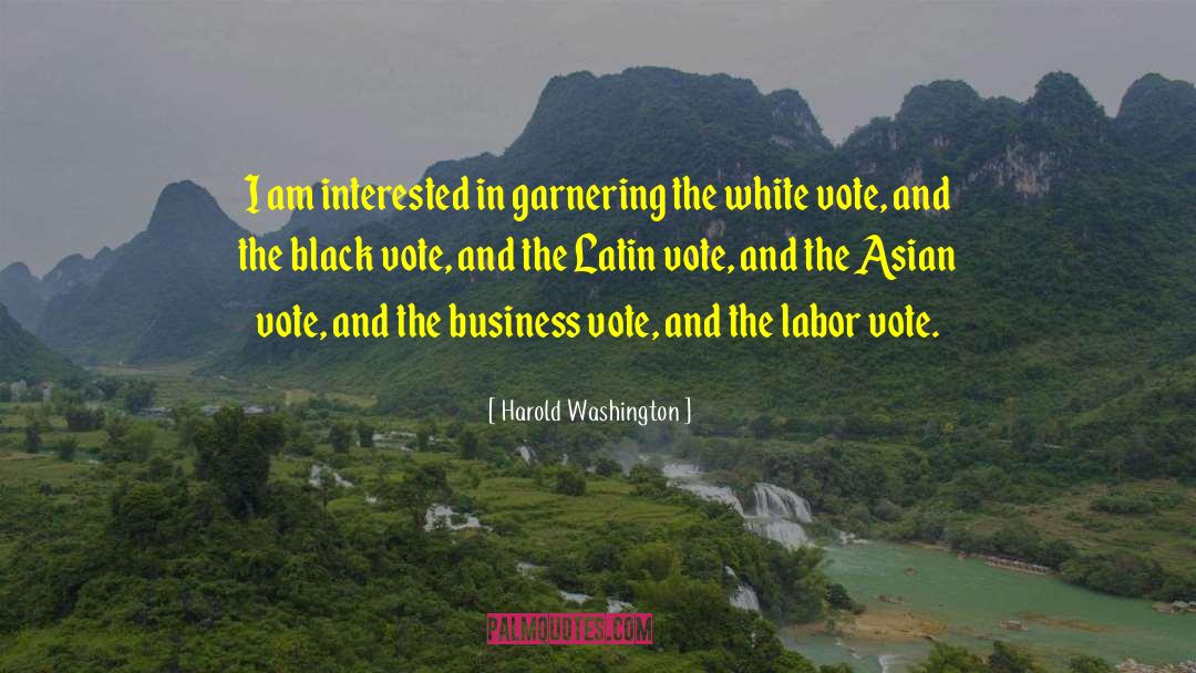 Harold Washington Quotes: I am interested in garnering