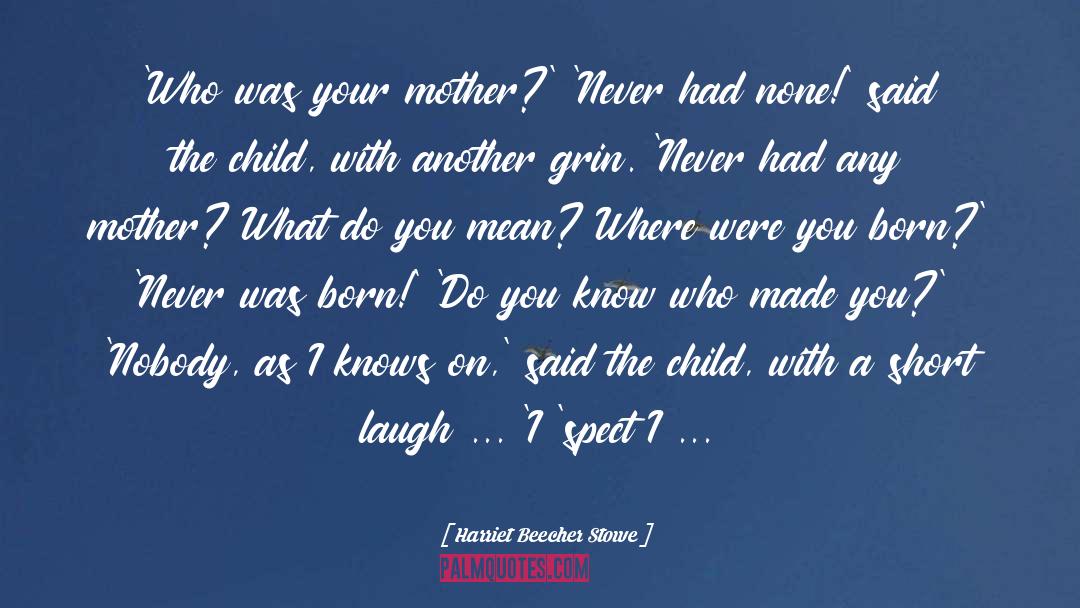 Harriet Beecher Stowe Quotes: 'Who was your mother?' 'Never