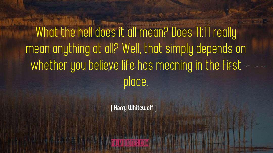Harry Whitewolf Quotes: What the hell does it