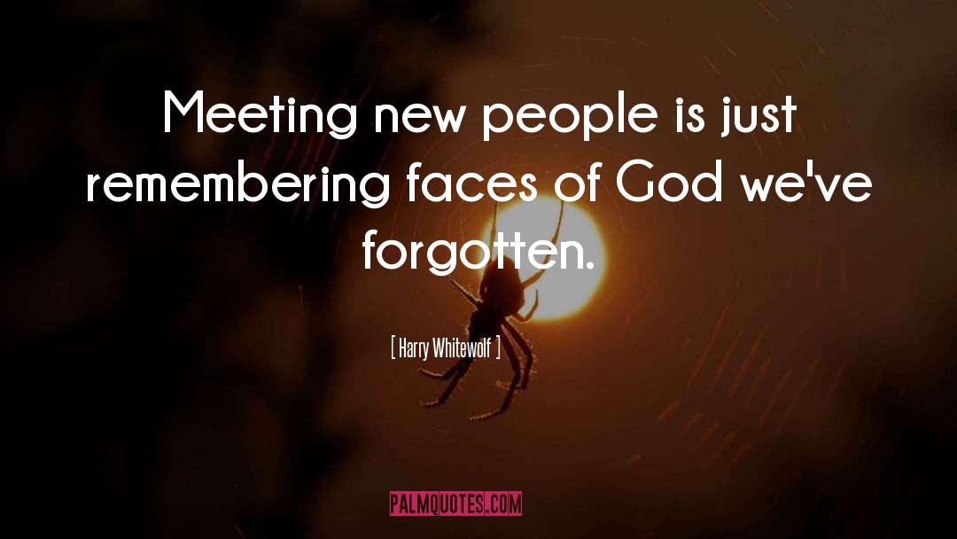 Harry Whitewolf Quotes: Meeting new people is just