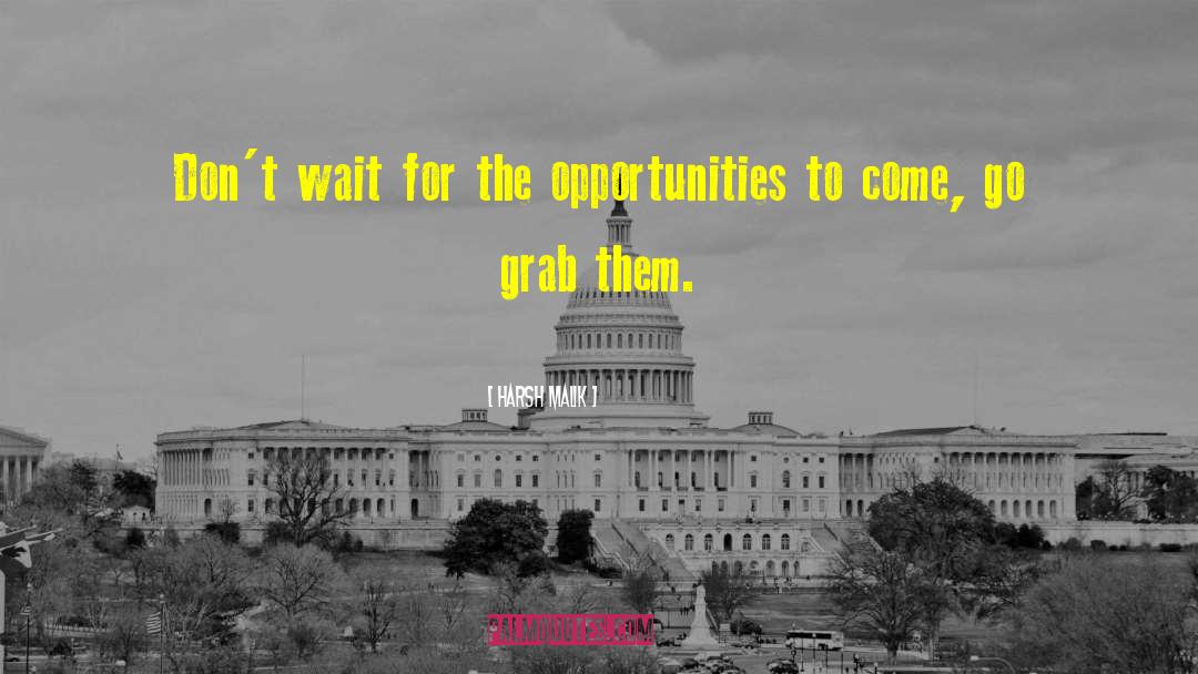 Harsh Malik Quotes: Don't wait for the opportunities