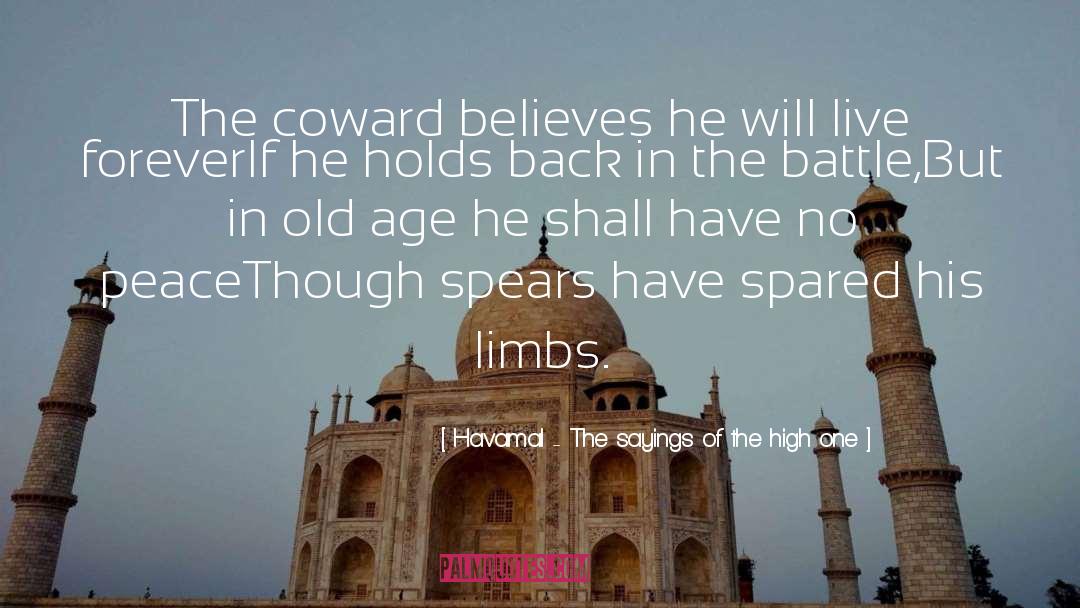 Havamal - The Sayings Of The High One Quotes: The coward believes he will