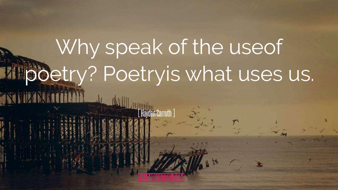 Hayden Carruth Quotes: Why speak of the use<br>of