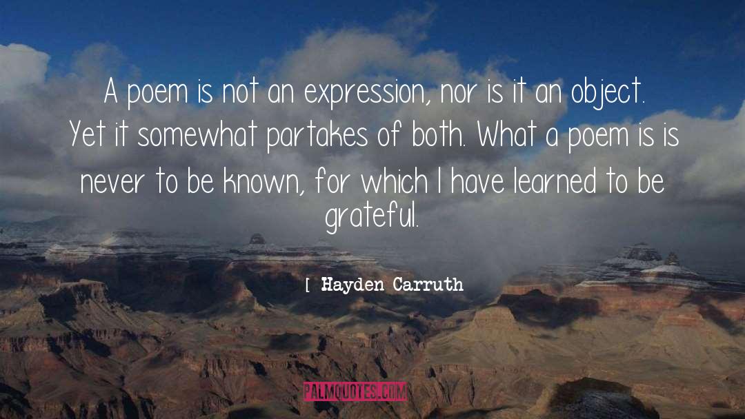 Hayden Carruth Quotes: A poem is not an