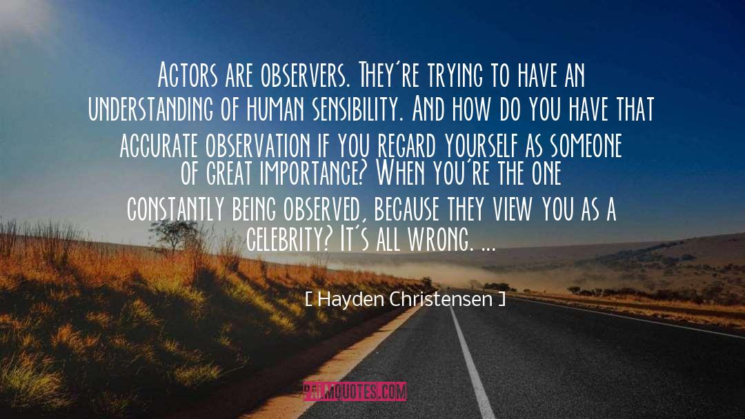 Hayden Christensen Quotes: Actors are observers. They're trying