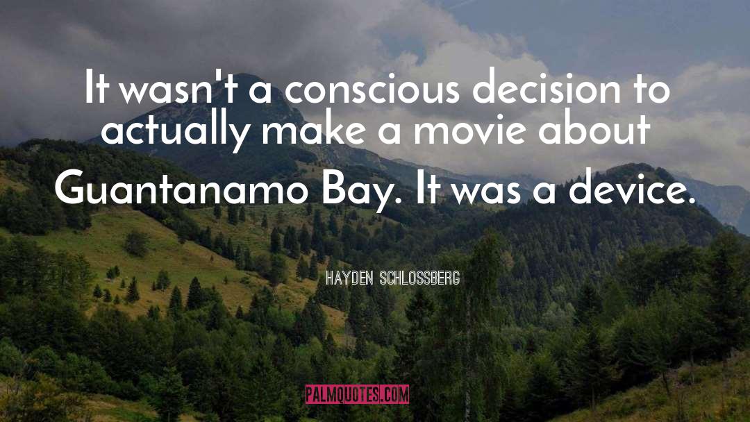 Hayden Schlossberg Quotes: It wasn't a conscious decision