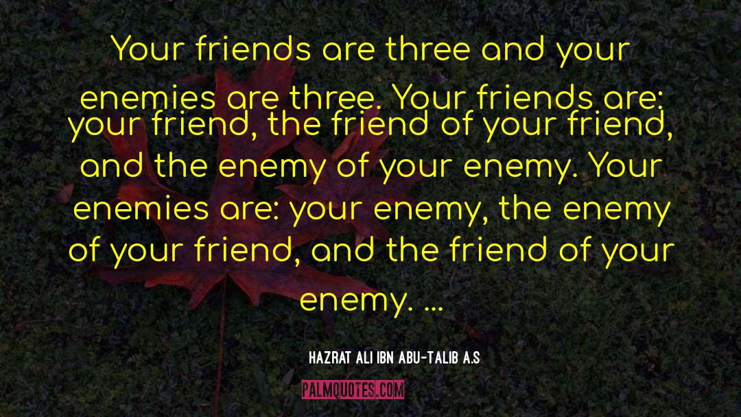 Hazrat Ali Ibn Abu-Talib A.S Quotes: Your friends are three and