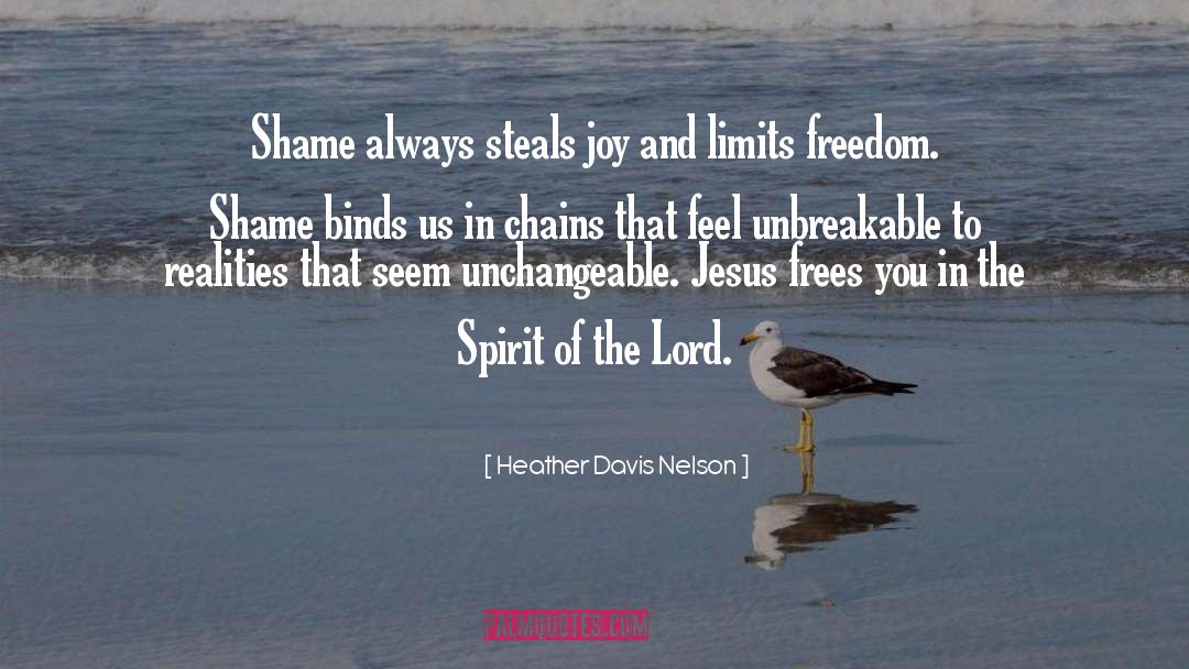 Heather Davis Nelson Quotes: Shame always steals joy and