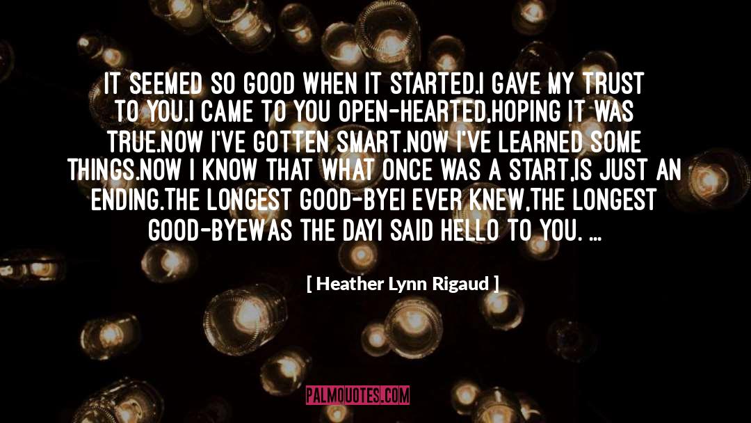 Heather Lynn Rigaud Quotes: It seemed so good when