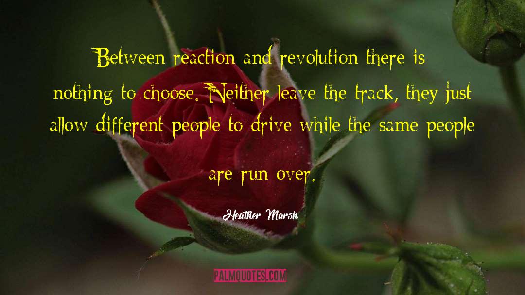 Heather  Marsh Quotes: Between reaction and revolution there