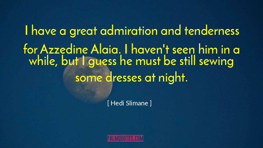 Hedi Slimane Quotes: I have a great admiration