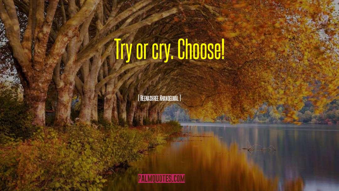 Heenashree Khandelwal Quotes: Try or cry. Choose!