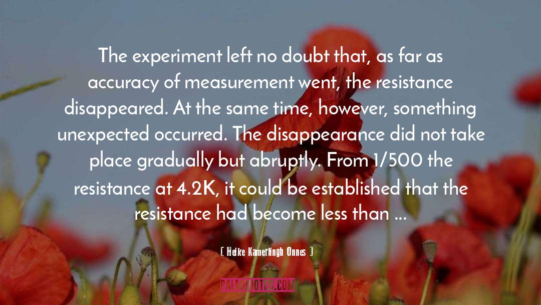 Heike Kamerlingh Onnes Quotes: The experiment left no doubt