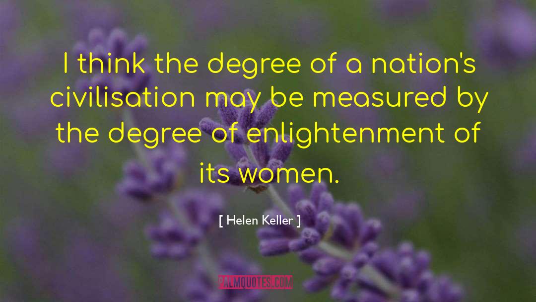 Helen Keller Quotes: I think the degree of