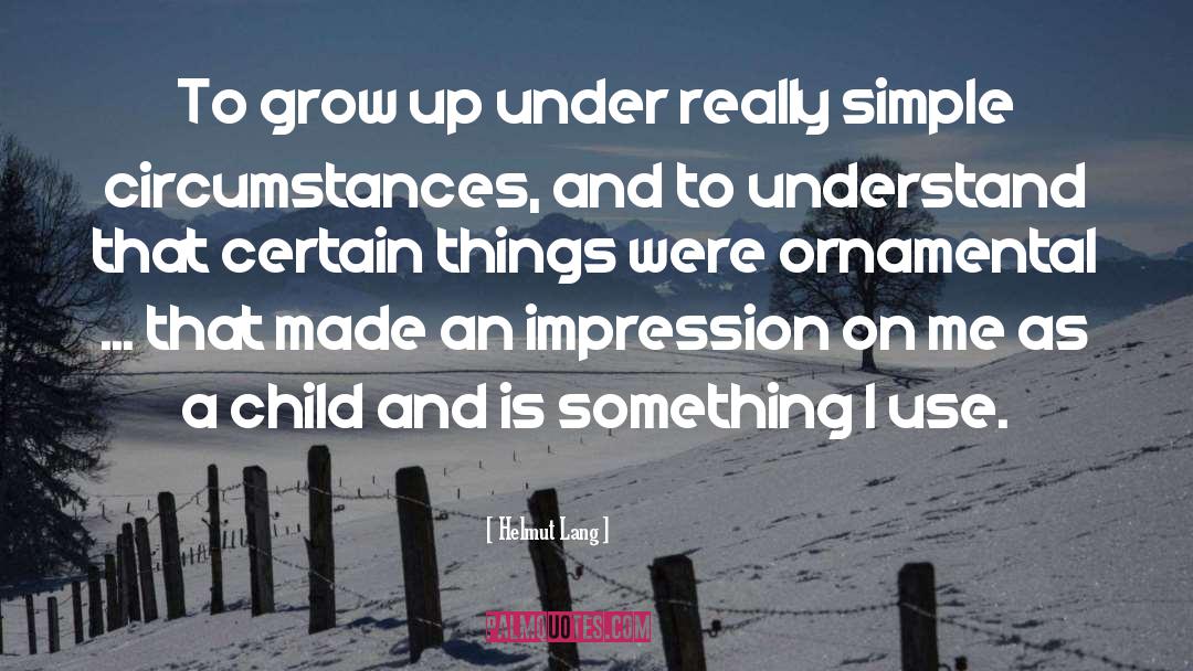 Helmut Lang Quotes: To grow up under really