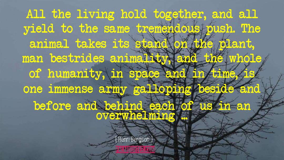 Henri Bergson Quotes: All the living hold together,