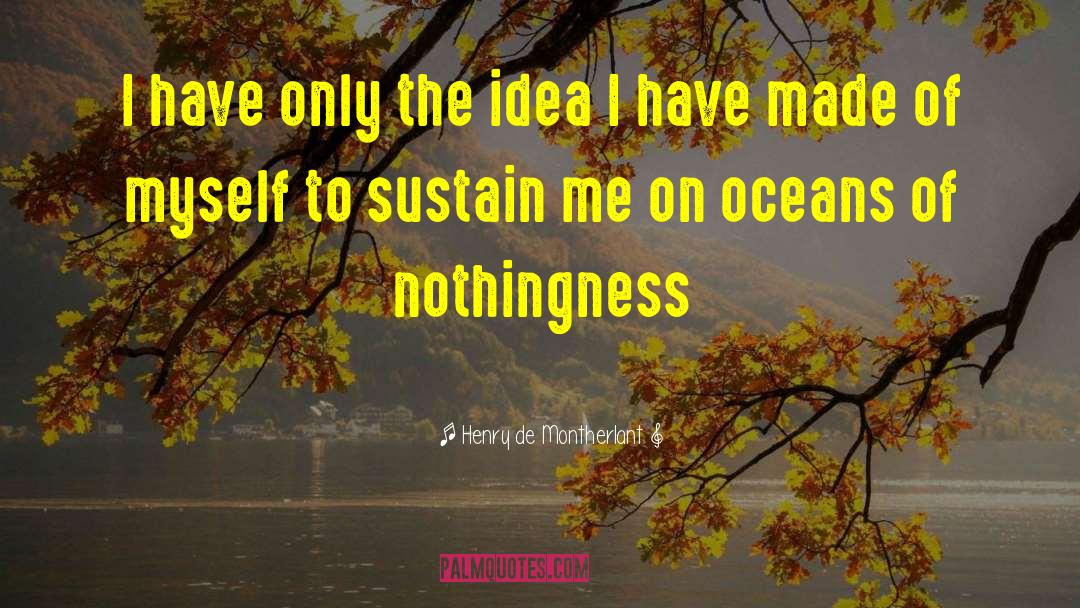 Henry De Montherlant Quotes: I have only the idea