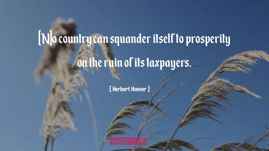 Herbert Hoover Quotes: [N]o country can squander itself