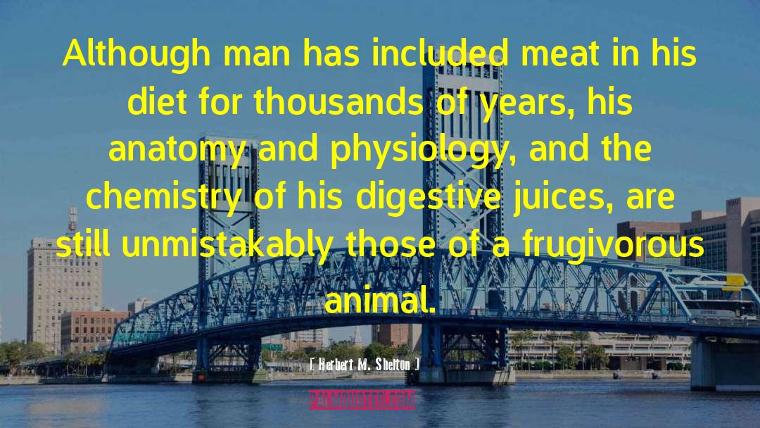 Herbert M. Shelton Quotes: Although man has included meat