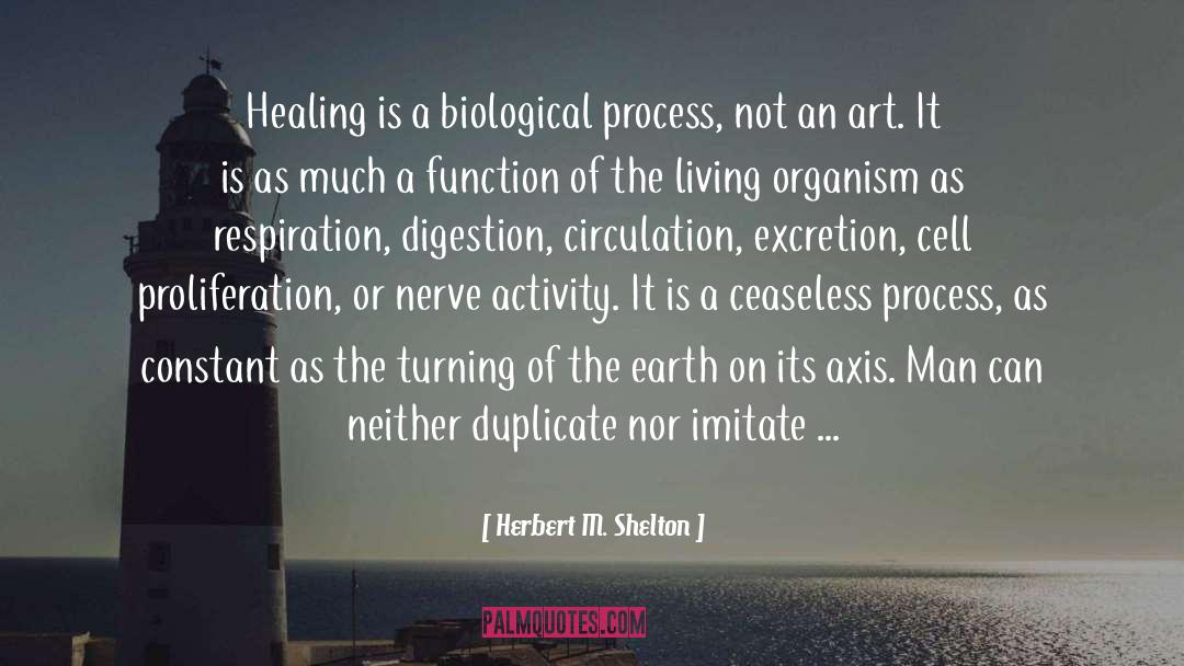 Herbert M. Shelton Quotes: Healing is a biological process,
