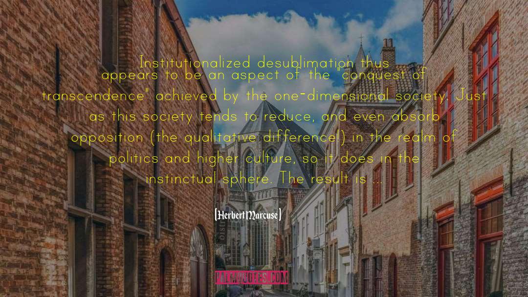Herbert Marcuse Quotes: Institutionalized desublimation thus appears to